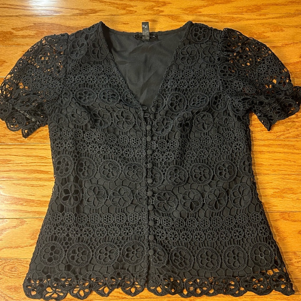 Elegant Black Lace Women's Top